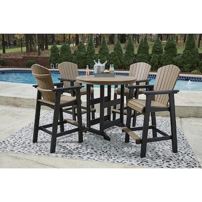 Signature Design by Ashley Fairen Trail Black/Driftwood 5-Piece Outdoor Dining Package - 45.13" W x 45.13" D x 42" H