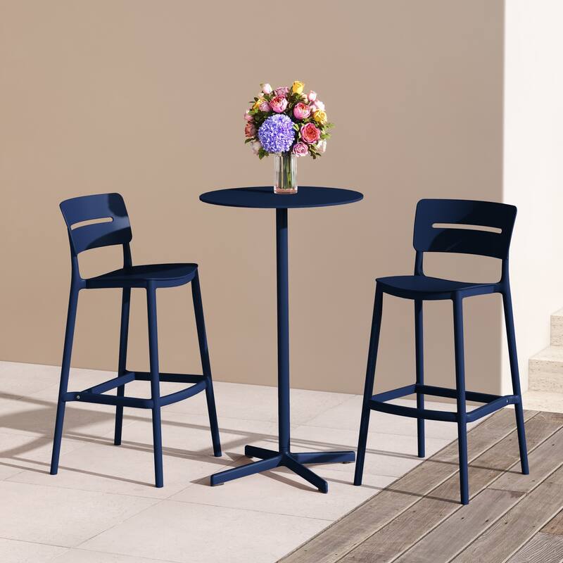 Frond and Form 29.5 Inch Outdoor Bar Stool (Set of 2)