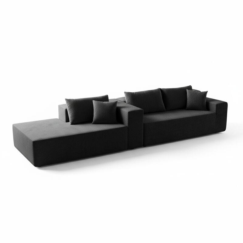 103.54" L-Shaped Modern High-Density Sponge Velvet Modular Sectional Sofa with Chaise & Pillows