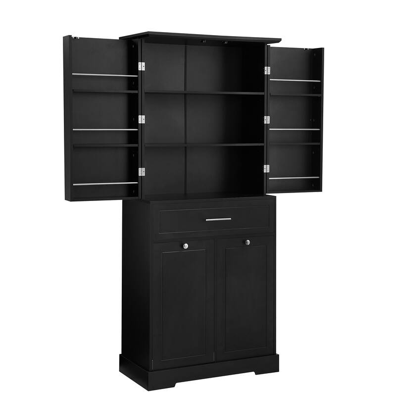 GDFStudio - Sebastian Tall Multi-Functional Bathroom Storage Cabinet with Integrated Hamper