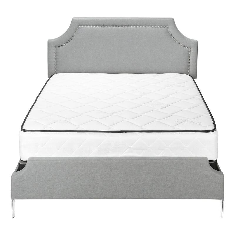 Neutral Linen-Look Upholstered Queen Bed Frame with Soft Cushioning and Transitional Contemporary Style