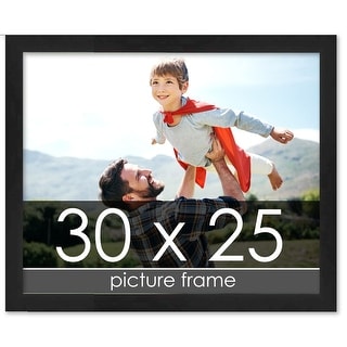 30x25 Lacquer Black Complete Wood Picture Frame with UV Acrylic, Foam ...