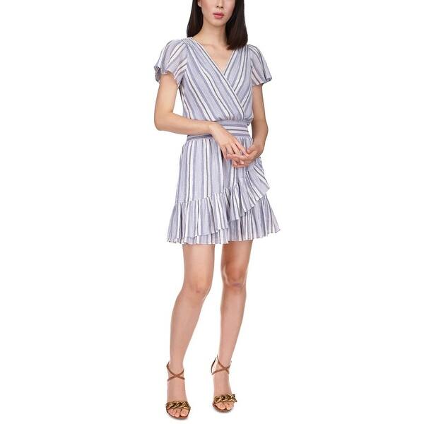 Michael Kors Women's Short Sleeve Striped Faux Wrap Dress Blue - Bed Bath & Beyond - 40630521 Michael Kors Women's Short Sleeve Striped Faux Wrap Dress Blue - Bed Bath & Beyond - 40630521