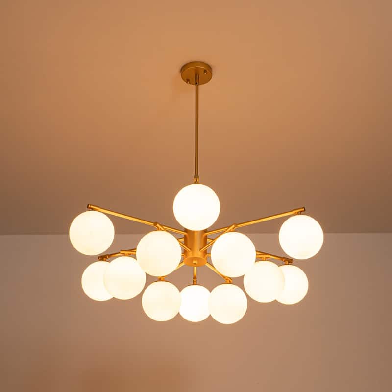 Mid-Century Tiered Milky Glass Globe Sputnik Bubble Ceiling Light