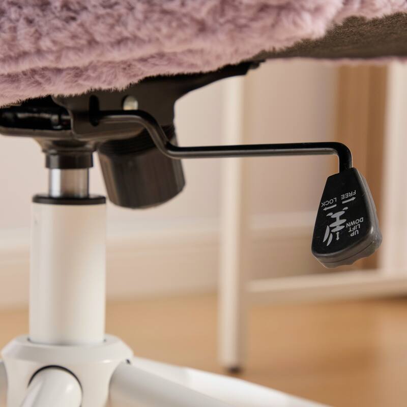 Artificial Rabbit Hair Office Chair, Adjustable Swivel Office Chair Vanity Chair with Wide Seat, for Study Rooms, Bedroom