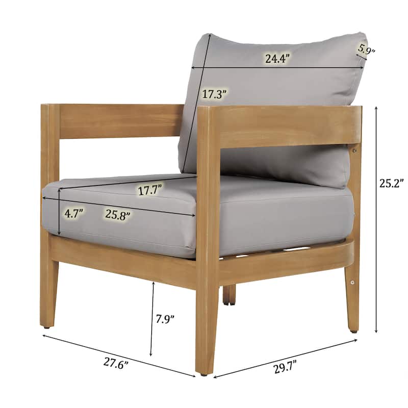 Brooklyn Acacia Wood Outdoor Club Chair with Cushions by Christopher Knight Home