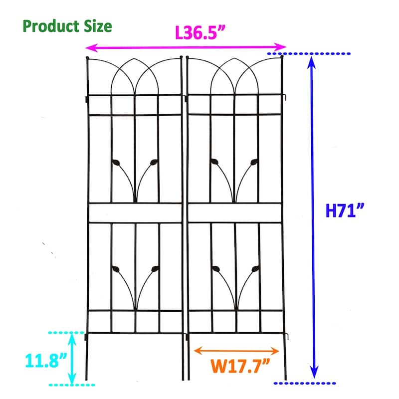 2 Pack Metal Garden Rustproof Trellis for Climbing Plants