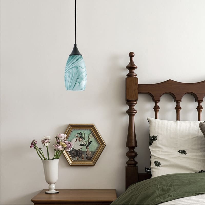 Black Metal and Glass Pendant Light for Kitchen Island Dining Room