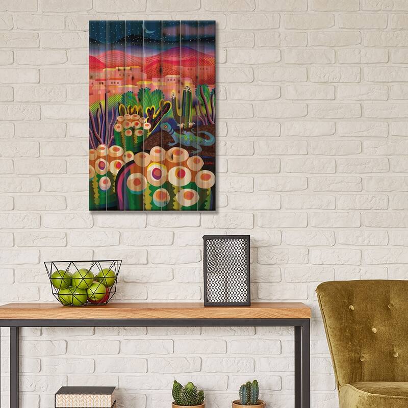 Wonder Valley Night Print On Wood by Charles Harker - Multi-Color