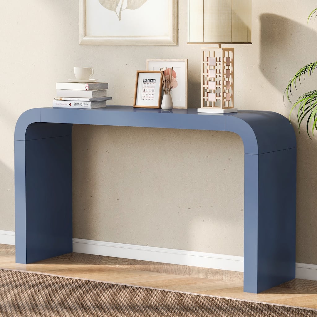 Minimalist Acacia Vneer Entryway Table with Two Legs,Stylish and Elegant Design