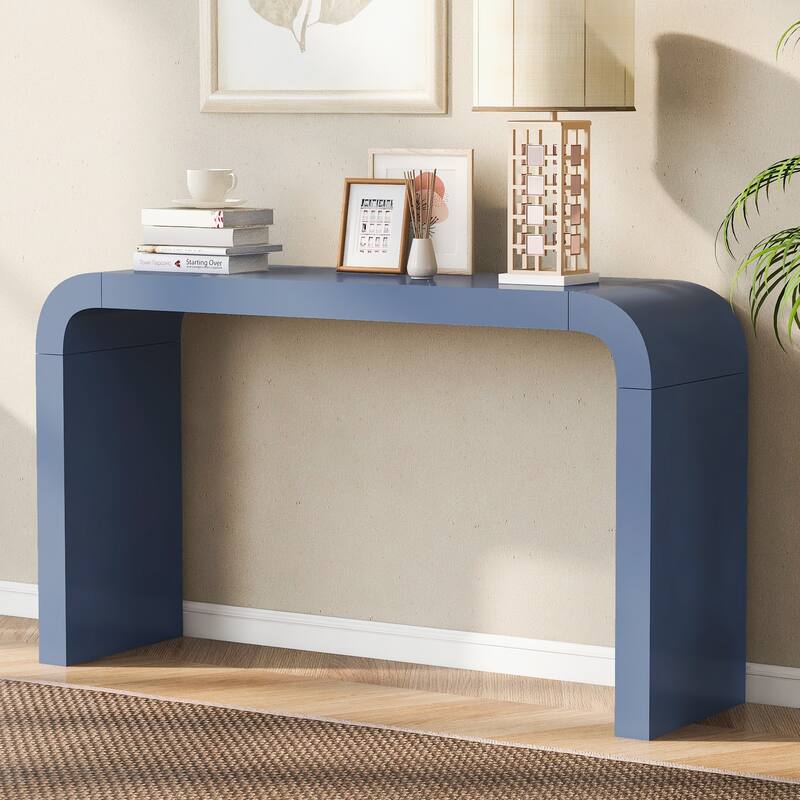 Minimalist Acacia Vneer Entryway Table with Two Legs