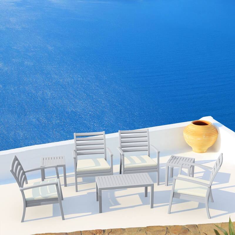 18" Silver Gray Patio Square Resin Side Table with Drain Hole