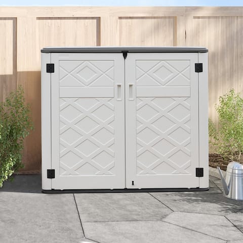 Outdoor Horizontal Plastic Storage Shed,White