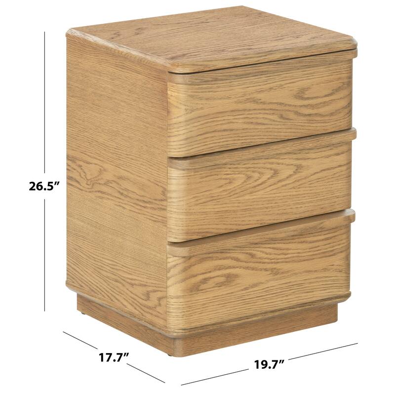SAFAVIEH Couture Guillermo 3-Drawer Wood Nightstand