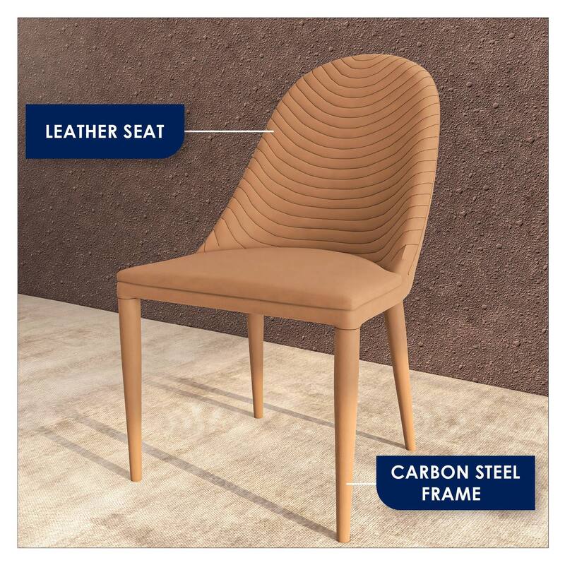 Leather Dining Side Chair with Metal Legs Set of 2 Seville Series