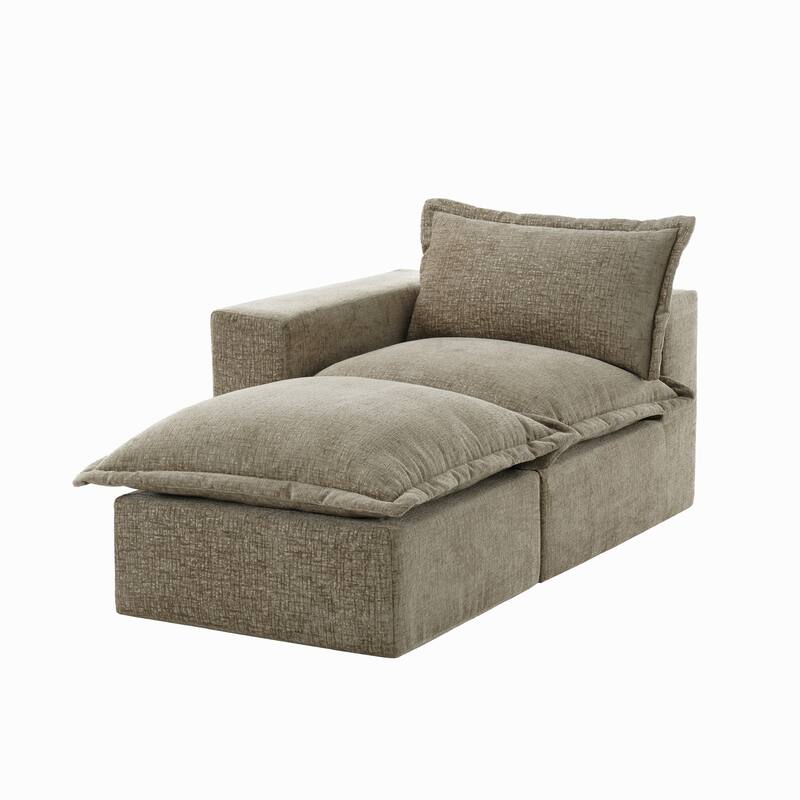 Chenille L-Shaped Modular Sectional Sofa Comfy Cloud Couch For Living Room