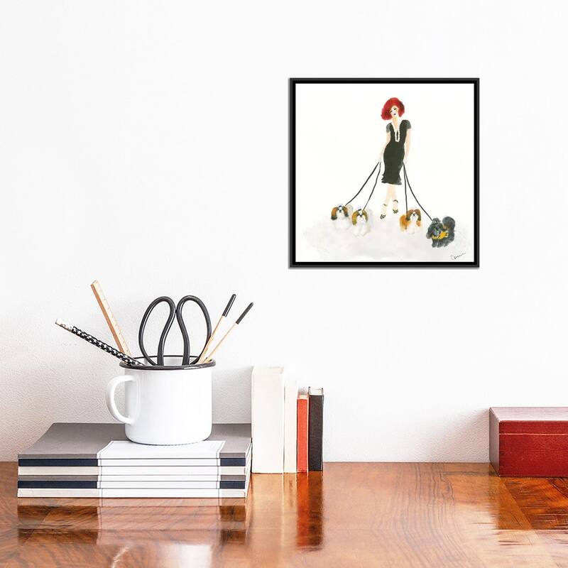 iCanvas "Shih Tzu Stroll" by Connie Collum Framed Canvas Print