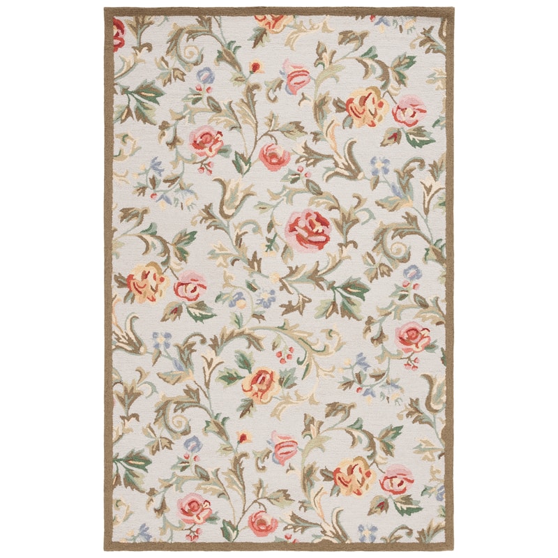 SAFAVIEH Handmade Chelsea Ageet French Country Floral Wool Rug - 8' x 10' - Ivory/Sage