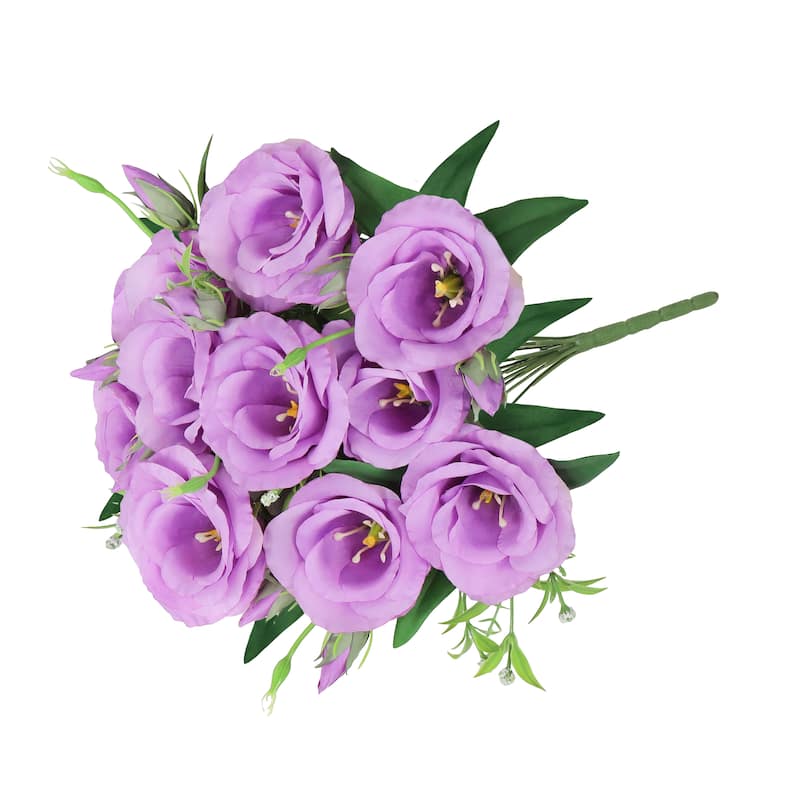 Set of 2 Lavender Artificial Lisianthus Prairie Flower Stem Bush Bouquet 19in - 19" L x 11" W x 11" DP