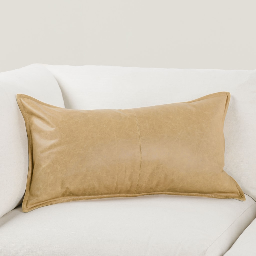 Villa by Classic Home Golden Genuine Leather Throw Pillow