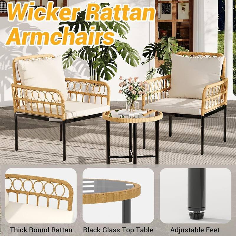 Outdoor Patio Chairs Set for Balcony, Backyard, Deck