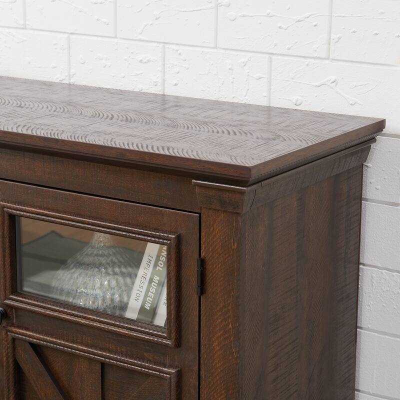 Fireplace TV Stand Media Console 2 Doors Cabinet with 18" Fireplace