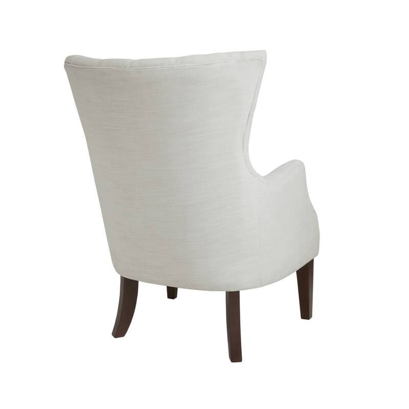 Roomfitters Tufted Wing Chair with High Back, Solid Wood Legs, Upholstered Accent Armchair with Supportive Foam Seat, Ivory