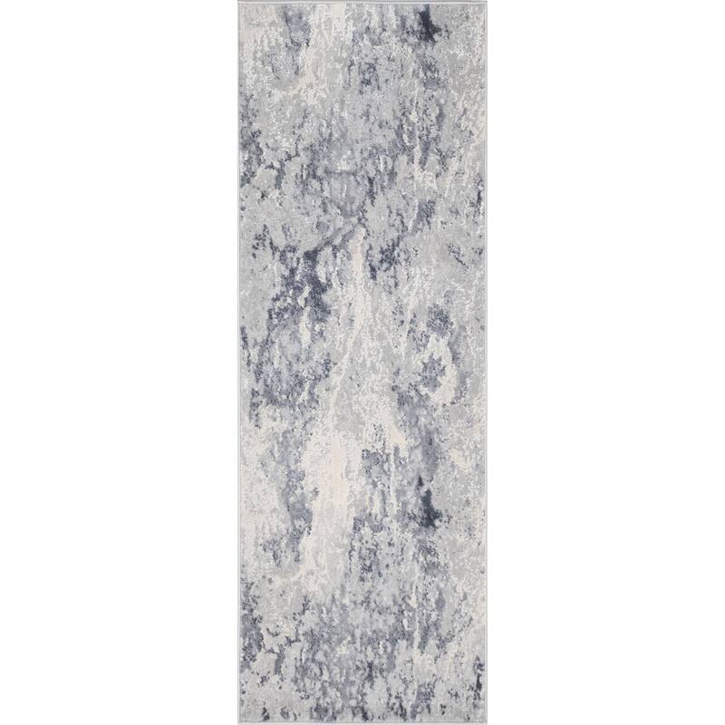 Noori Rug Louis High-Low Barron Rug - 2'7" x 9'10" - Silver/Charcoal