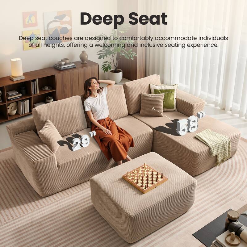 ​​OVIOS Lazy Chaise Lounge Sofa with Ottoman​