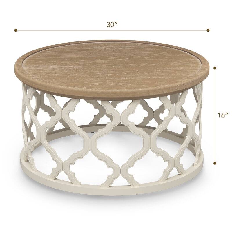 CO-Z 30" Rustic Farmhouse Round Coffee Table