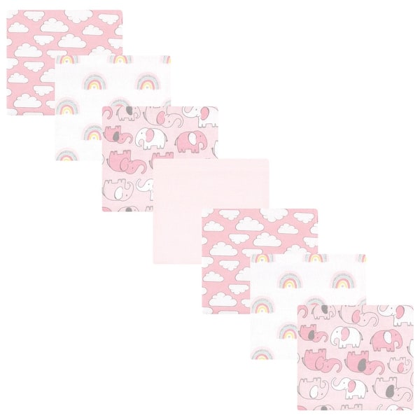 slide 1 of 1, Hudson Baby Infant Girl Cotton Flannel Receiving Blankets Bundle, Girl New Elephant, One Size - Girl New Elephant - One Size One Size - Girl New Elephant
