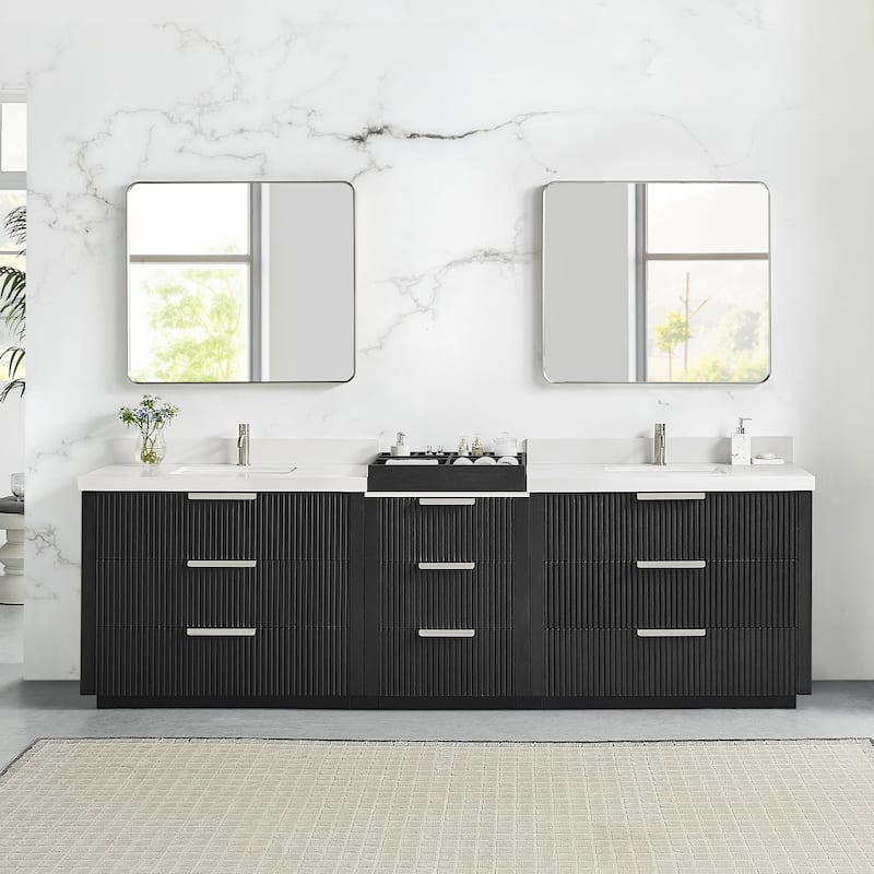 Santarem Double Vanity with Pure White Quartz Stone Top without Mirror