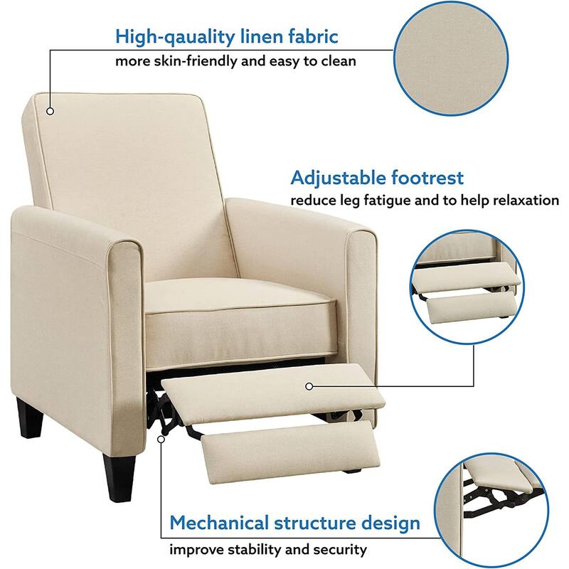 Landon Pushback Recliner Chairs Reclining Chair Home Theater Recliner Small Recliners for Small Spaces with Adjustable Footrest