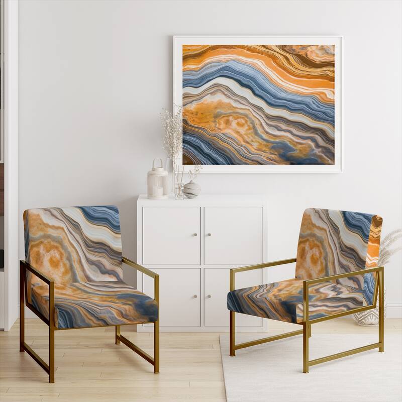 Designart "Segment Layers of Marbled Rock" Upholstered Fractals Accent Chair and Arm Chair