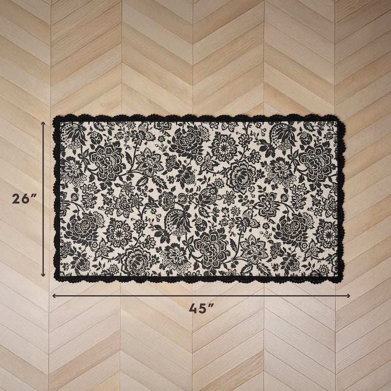 Laura Ashley Cotton Slub Crochet Border Rugs