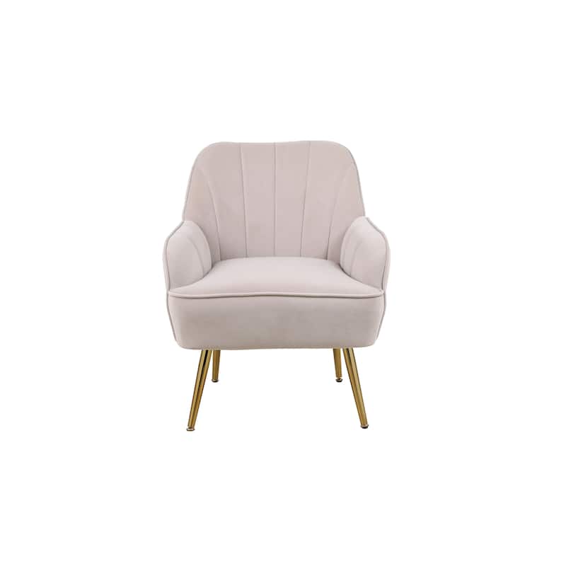 Beige Velvet 28.7" Sherpa Arm Chair