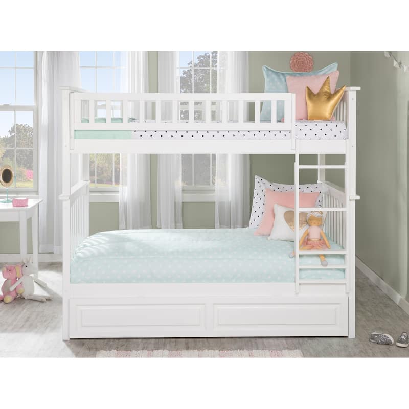 Columbia Bunk Bed Twin over Twin with Twin Trundle in White