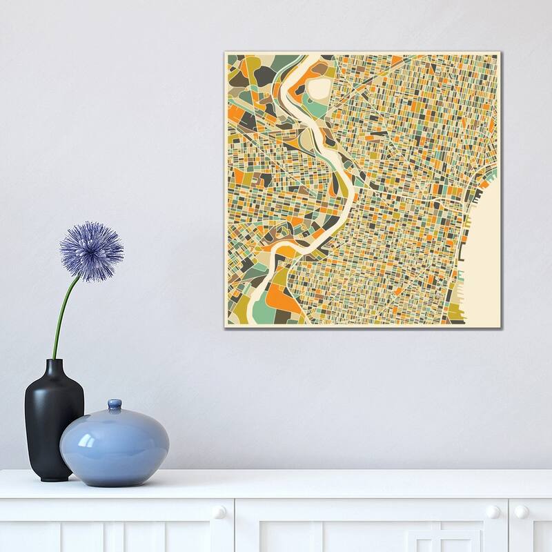iCanvas "Abstract City Map of Philadelphia" by Jazzberry Blue Canvas Print - 18x18x1.5