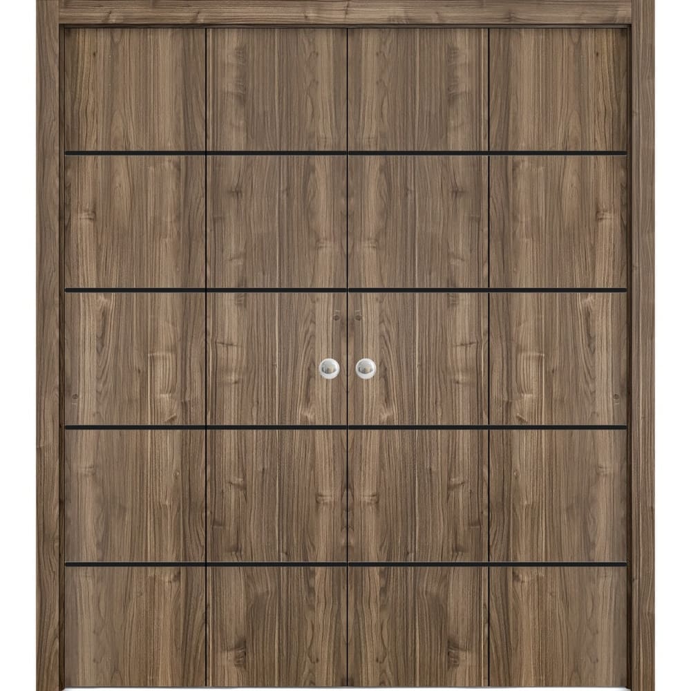 Double Bi-fold Doors Planum 0015 Walnut with Sturdy Tracks