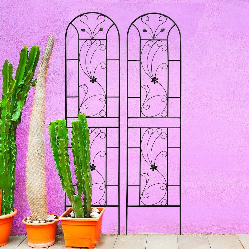2 Pack Metal Garden Trellis Rustproof Trellis for Climbing Plants Outdoor Flower Support Black
