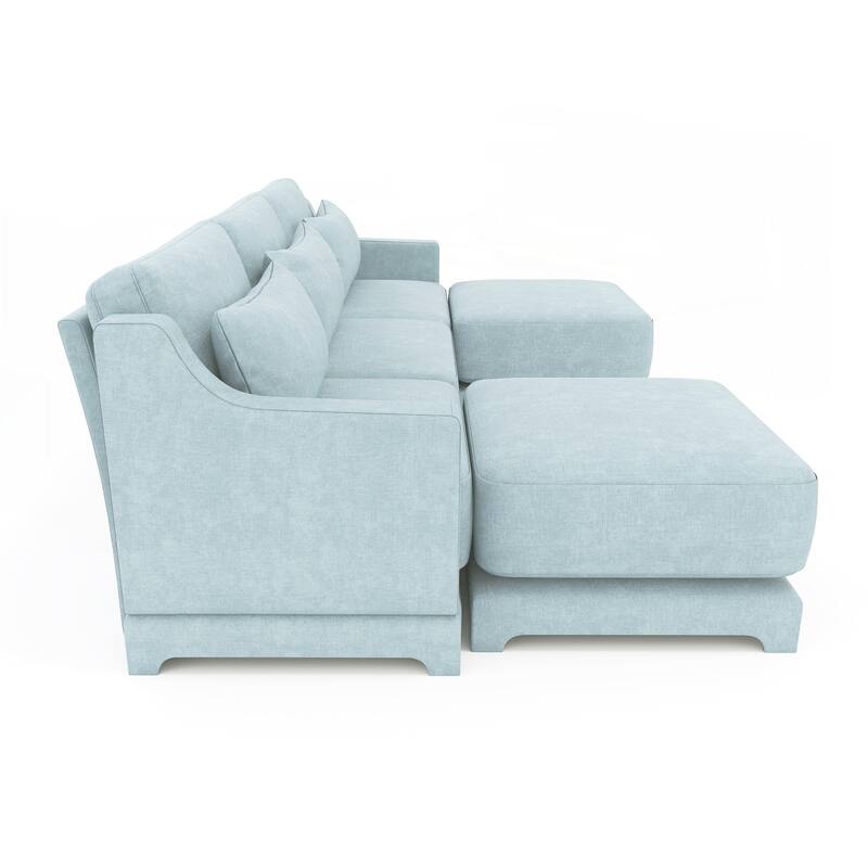 Three-Seater Sofa with 2 Movable Ottomans