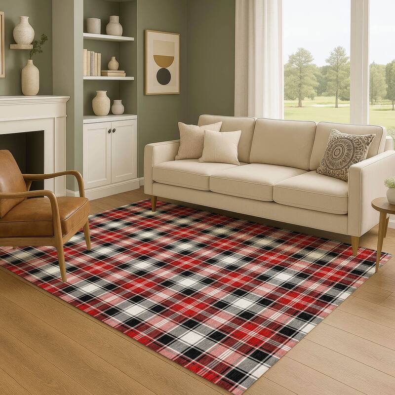 Premium Washable Super Soft Christmas Plaid Mayfield Rug - Black - 2'6" x 3'10"