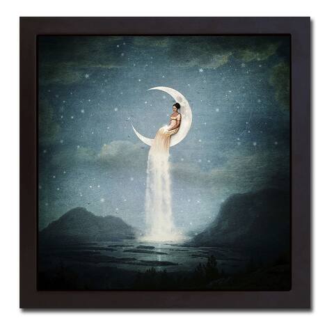 Moon River Lady by Paula Belle Flores Black Floater Framed Canvas Art (26 in x 26 in)