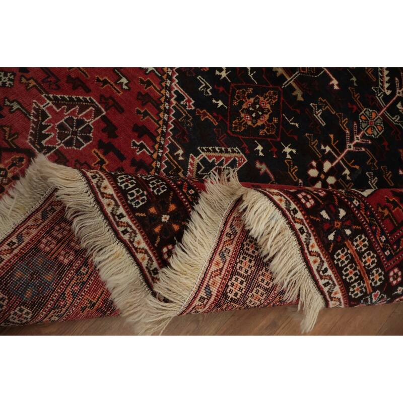 Hand Knotted Oriental 100% Wool Carpet Traditional Medallion Greys & Charcoal Shiraz Area Rug - 9' 11'' X 6' 8''