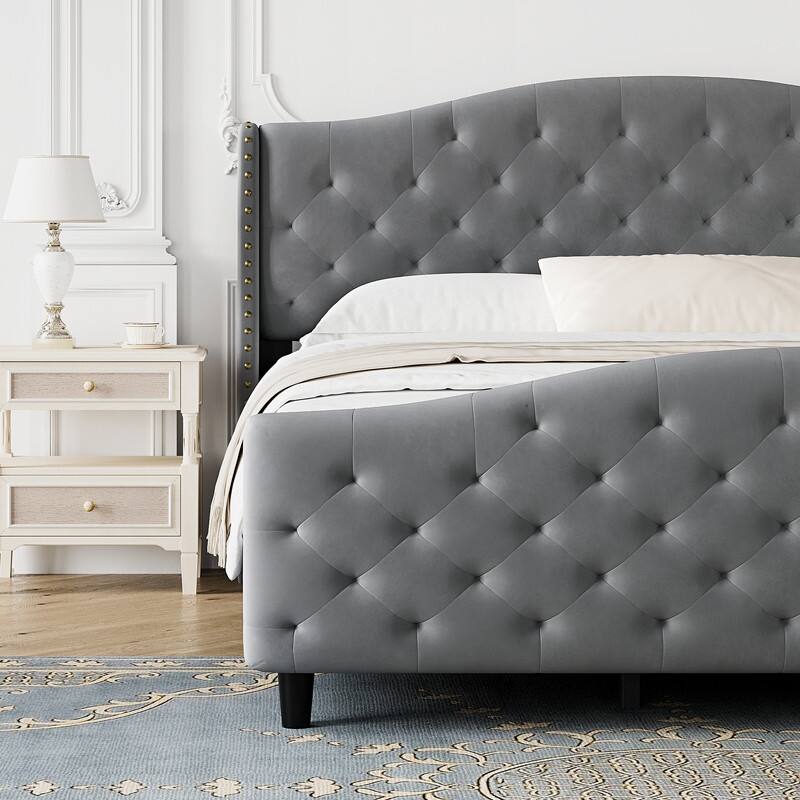 Bed Frame with Sturdy Metal Slats Support