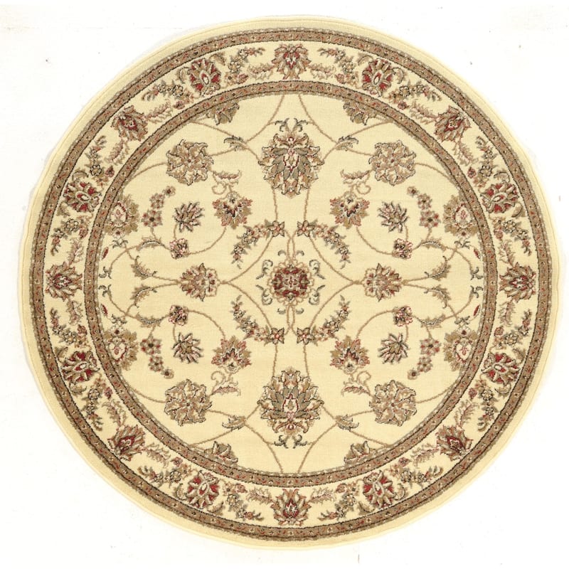 Admire Home Living Amalfi Traditional Scroll Pattern Area Rug - ivory - 5'3 round