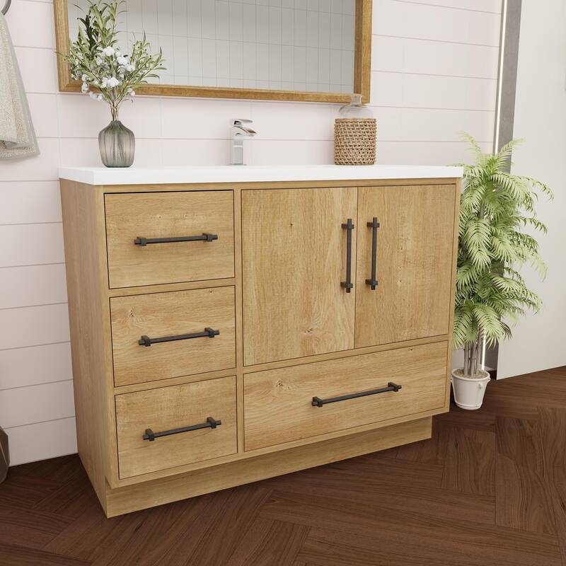 Victoria 42'' Left Drawer Freestanding Vanity with Reinforced Acrylic Sink - 41.5