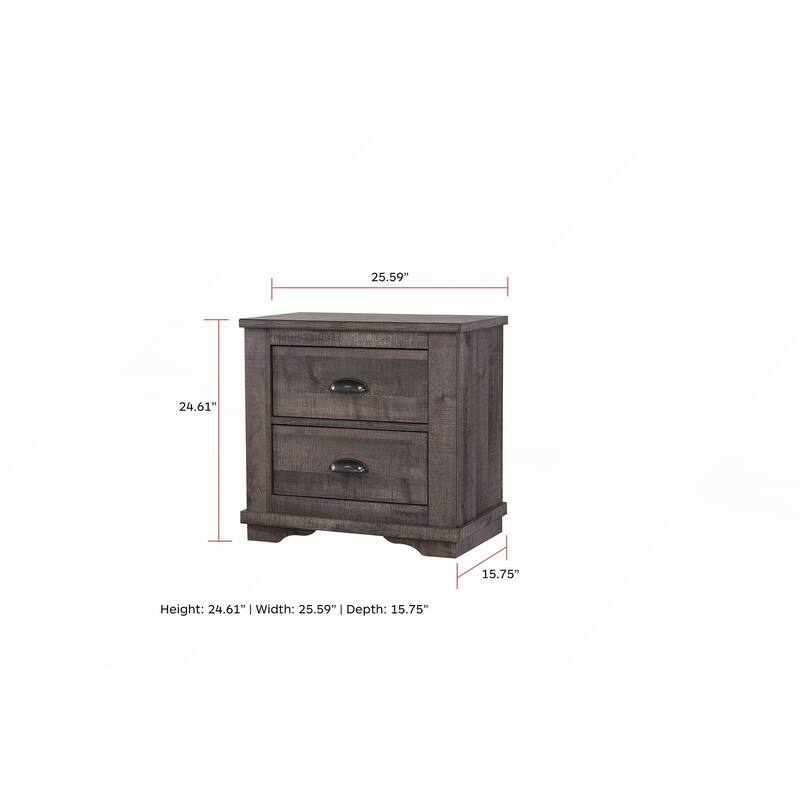 1pc Contemporary Two-Drawers Nightstand with Metal Hardware