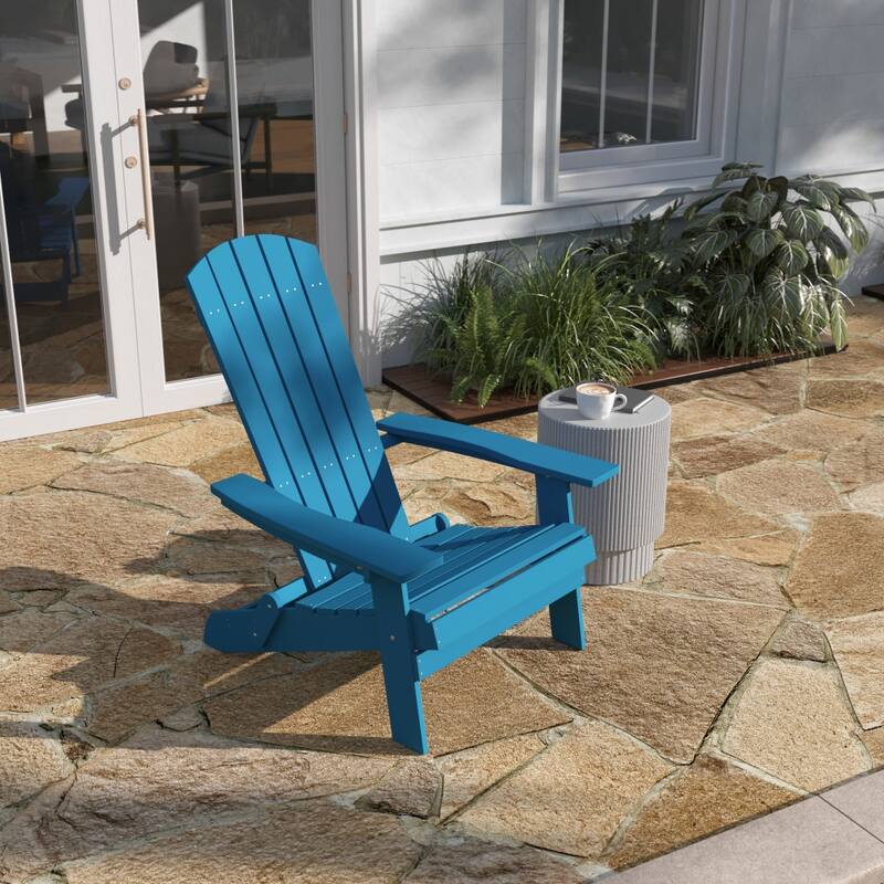 All-Weather Poly Resin Folding Adirondack Chair - Patio Chair