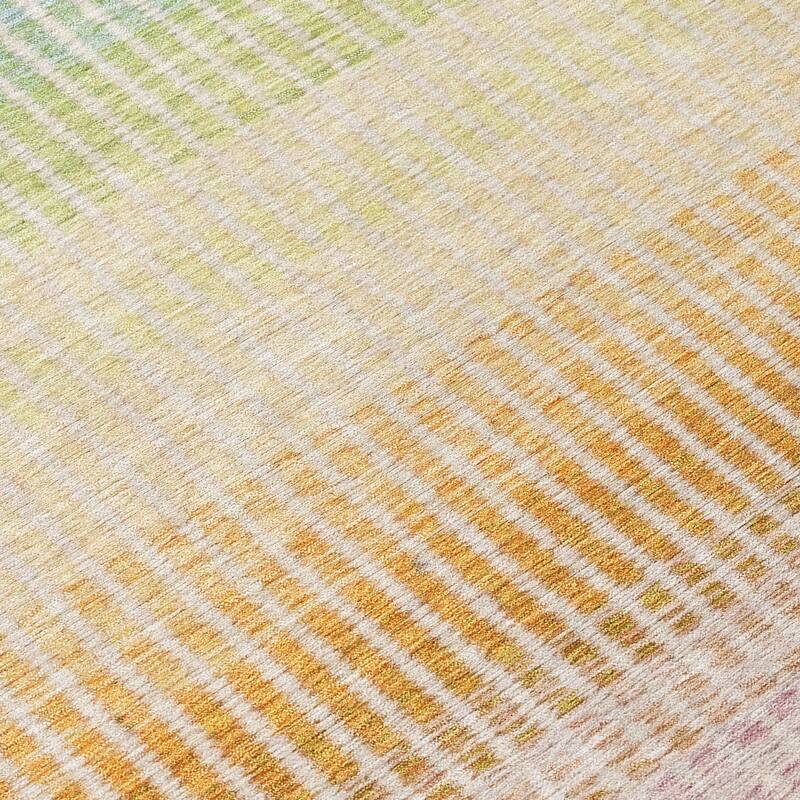 Machine Washable Indoor/ Outdoor Contemporary Stripes Chantille Rug